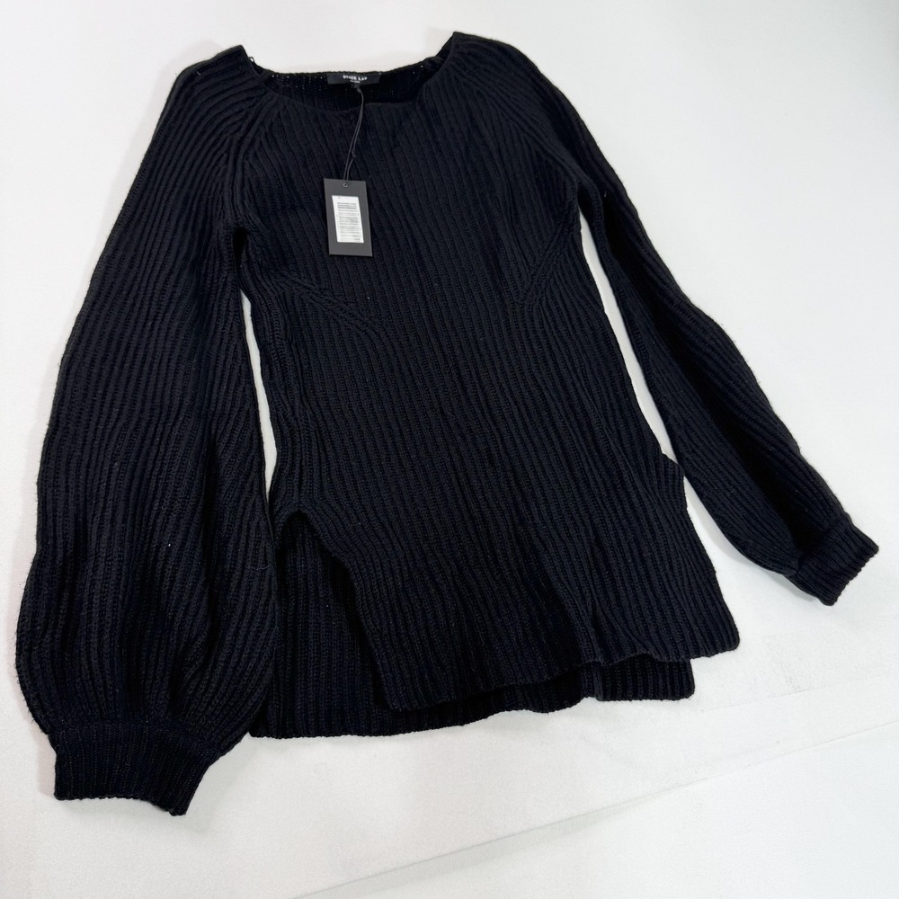Derek Lam Sweater Womens Small Gray 100% Cashmere Balloon Sleeve Pullover